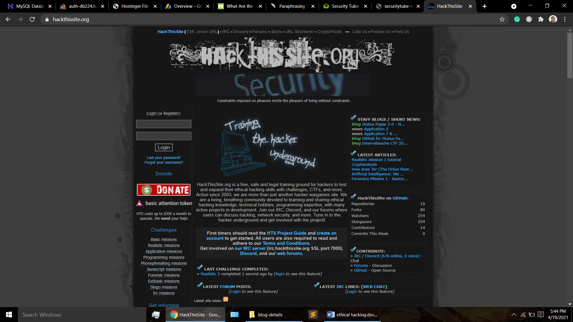 Hack the site ethical hacking website